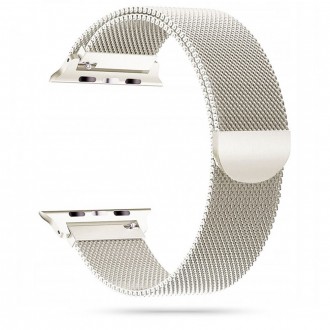 Starlight spalvos apyrankė "Tech-Protect Milaneseband" laikrodžiui Apple Watch 6 / 7 / 8 / 9 / 10 / SE / ULTRA 1 / 2 (44 / 45 / 46 / 49 MM)