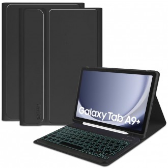 Juodas atverčiamas dėklas su klaviatūra "Tech-Protect SC Pen + Keyboard" planšetei Samsung Galaxy Tab A9+ PLUS 11.0 X210 / X215 / X216
