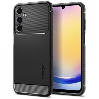 Juodas tekstūrinis dėklas "Spigen Rugged Armor" telefonui Samsung Galaxy A25 5G