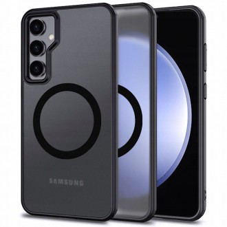 Juodas permatomas/matinis dėklas "Tech-Protect Magmat Magsafe" telefonui Samsung Galaxy A55 5G