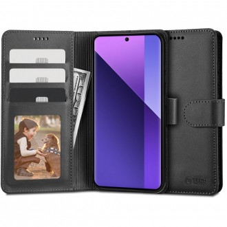 Juodas atverčiamas dėklas "Tech-Protect Wallet" telefonui Xiaomi Redmi Note 13 Pro Plus 5G