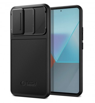 Juodas dėklas su kameros apsauga "Velar Cam+" telefonui Xiaomi Redmi Note 13 Pro 5G / Poco X6 5G