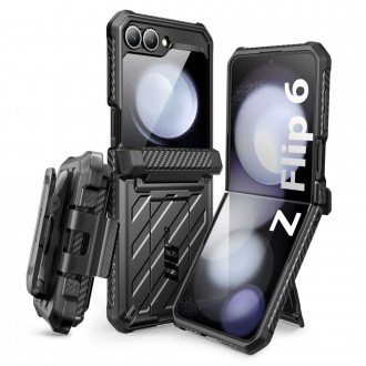 Juodas itin tvirtas dviejų dalių dėklas "Supcase Unicorn Beetle Pro" telefonui Samsung Galaxy Z Flip 6