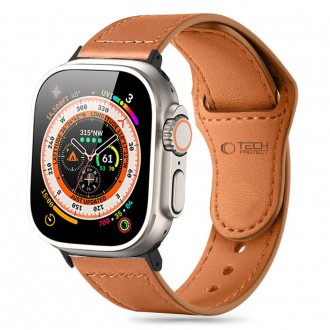 Ruda odinė apyrankė "Tech-Protect Naturalfit" laikrodžiui Apple Watch 4 / 5 / 6 / 7 / 8 / 9 / 10 / SE / ULTRA 1 / 2 (44 / 45 / 46 / 49 MM