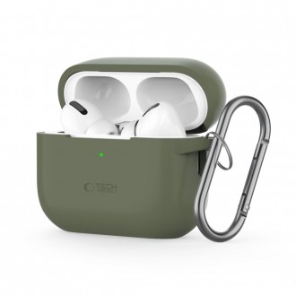 Žalios spalvos ausinių dėklas "Tech-Protect Silicone Hook" skirtas Apple Airpods Pro 1 / 2 