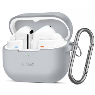 Pilkos spalvos ausinių dėklas "Tech-Protect Silicone Hook" skirtas Samsung Galaxy Buds 3 / 3 Pro
