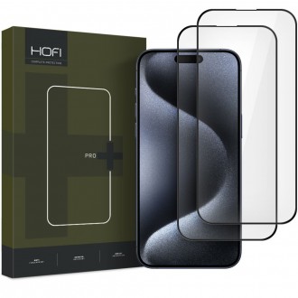 Apsauginis grūdintas stiklas juodais krašteliais Hofi Glass Pro+ (2vnt.) telefonui iPhone 16 