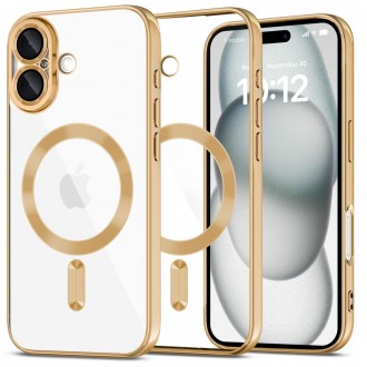 Skaidrus dėklas su auksinėmis detalėmis "Tech-Protect Magflex Magsafe" telefonui iPhone 16 