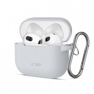 Pilkos spalvos ausinių dėklas "Tech-Protect Silicone Hook" skirtas Apple Airpods 3