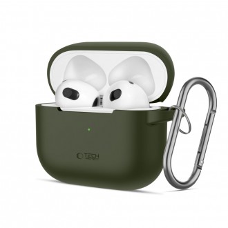 Žalios spalvos ausinių dėklas "Tech-Protect Silicone Hook" skirtas Apple Airpods 3