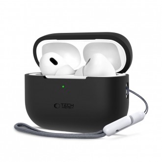 Juodas ausinių dėklas "Tech-Protect Silicone Hook" skirtas Apple Airpods Pro 1 / 2