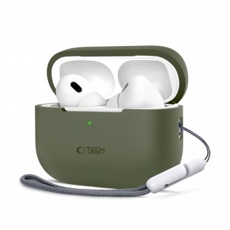 Žalios spalvos ausinių dėklas "Tech-Protect Silicone Hook" skirtas Apple Airpods Pro 1 / 2