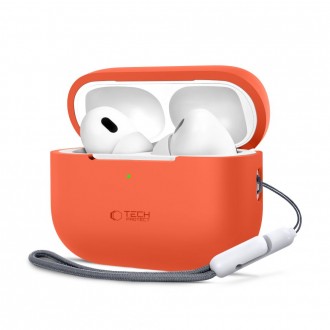 Oranžinės spalvos ausinių dėklas "Tech-Protect Silicone Hook" skirtas Apple Airpods Pro 1 / 2