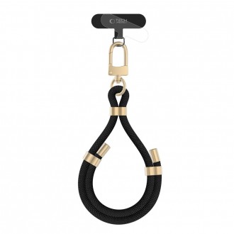Juodos spalvos universalus dirželis telefonui "Tech-Protect C4S Rope Wrist Strap"