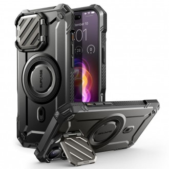 Juodas itin tvirtas dėklas/stovas "Supcase UB XT Mag Magsafe" telefonui iPhone 16