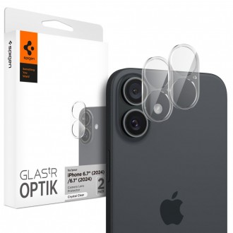 Skaidri kameros apsauga "Spigen Optik Glas.Tr Camera Protector" (2vnt.) telefonui Apple iPhone 16 / 16 Plus