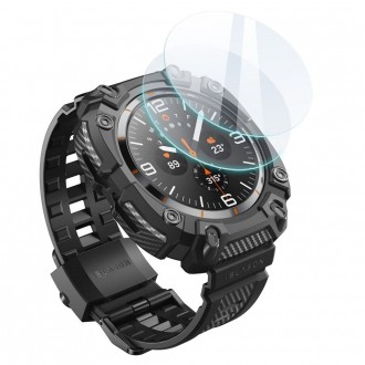 Juodos spalvos laikrodžio dėklas/apyrankė + ekrano apsauga "Supcase IBLSN Armorbox 2-SET” laikrodžiui Galaxy Watch Ultra (47 MM) 