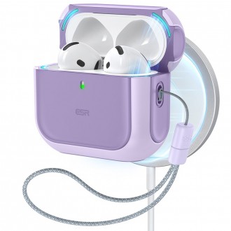 Levandų spalvos ausinių dėklas "ESR Orbit Halolock Magsafe" skirtas Apple Airpods 4