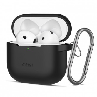 Juodas ausinių dėklas "Tech-Protect Silicone Hook" skirtas Apple Airpods 4