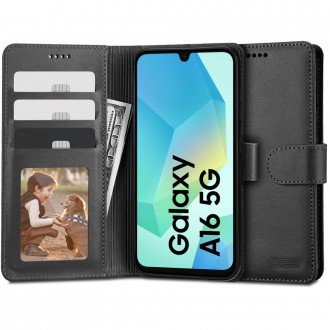 Juodas atverčiamas dėklas "Tech-Protect Wallet" telefonui Samsung Galaxy A16 4G / 5G 