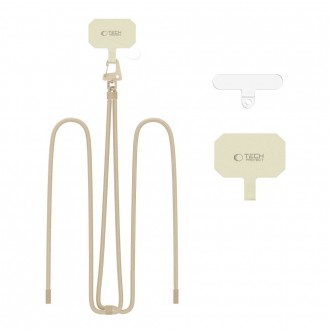 Kreminės spalvos universalus dirželis telefonui "Tech-Protect C7S Rope Crossbody Strap"