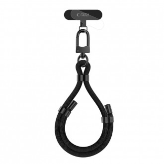 Juodas universalus dirželis telefonui "Tech-Protect C4S Rope Wrist Strap"