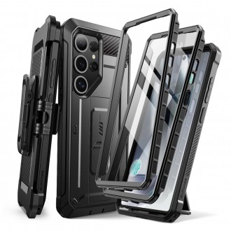 Juodas itin tvirtas dviejų dalių dėklas "Supcase Unicorn Beetle Pro 2-SET" telefonui Samsung Galaxy S25 Ultra