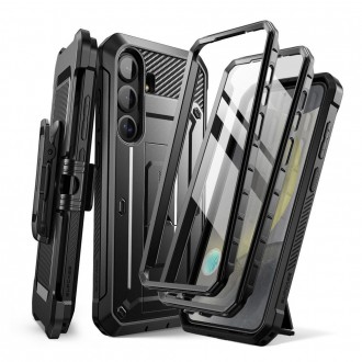 Juodas itin tvirtas dviejų dalių dėklas "Supcase Unicorn Beetle Pro 2-SET" telefonui Samsung Galaxy S25 