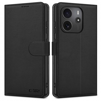 Juodas atverčiamas dėklas "Tech-Protect Wallet" telefonui Xiaomi Redmi Note 14 4G / LTE