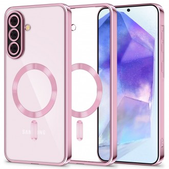 Skaidrus dėklas su satino rožinėmis detalėmis "Tech-Protect Magflex Magsafe" telefonui Samsung Galaxy A56 5G