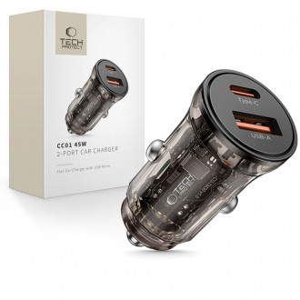 Automobilinis įkroviklis "Tech-Protect CC01 2-Port PD45W/QC3.0" 