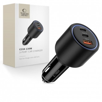 Automobilinis įkroviklis "Tech-Protect CC04 3-Port PD130W" 