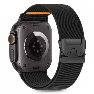 Juodas tekstilinis dirželis "Tech-Protect Nylon CLASP" laikrodžiui Apple Watch 6 / 7 / 8 / 9 / 10 / SE / ULTRA 1 / 2 (44 / 45 / 46 / 49 MM)