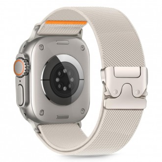 Kreminės spalvos tekstilinis dirželis "Tech-Protect Nylon CLASP" laikrodžiui Apple Watch 6 / 7 / 8 / 9 / 10 / SE / ULTRA 1 / 2 (44 / 45 / 46 / 49 MM)