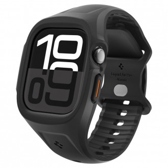Juodos spalvos sportinio stiliaus apyrankė/dėklas "Spigen Liquid Air Pro" laikrodžiui Apple Watch 10 (46 MM)