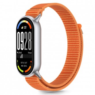 Oranžinės spalvos tekstilinis dirželis "Tech-Protect Nylon Stripe" laikrodžiui Xiaomi Smart Band 8 / 9 / 10 / NFC