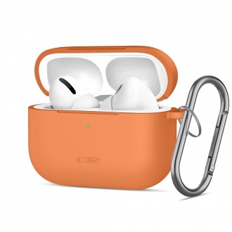 Oranžinis ausinių dėklas "Tech-Protect Silicone Hook" skirtas Apple Airpods Pro 3