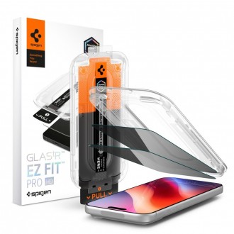 Privatumą suteikiantis stikliukas Spigen GLAS.TR EZ FIT PRO HD AC 2-PACK PRIVACY (2-vnt.) telefonui Apple IPhone 18 PRO