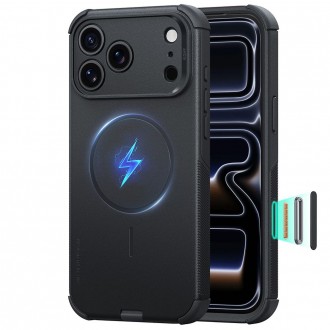 Tvirtas dėklas su kameros srities apsauga "ESR Cyber Tough Magsafe" telefonui Apple Iphone 17 PRO / 18 PRO BLACK