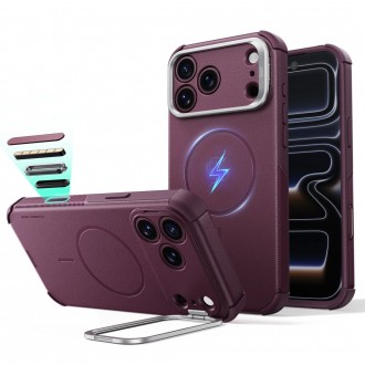 Tvirtas dėklas su kameros apsauga ir stovu "ESR Cyber Tough Kickstand Magsafe" telefonui Apple Iphone 17 PRO MAX / 18 PRO MAX DEEP BURGUNDY