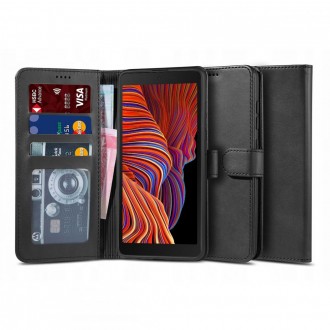Juodas atverčiamas dėklas Tech-Protect "Wallet 2" telefonui Samsung Galaxy XCOVER 5 