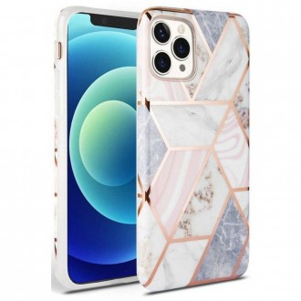 Rožinis dėklas "Tech-Protect Marble" telefonui iPhone 12 Pro Max