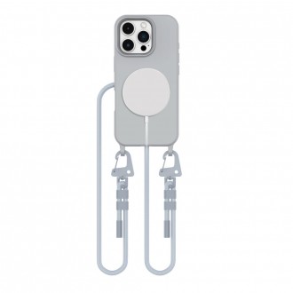 Pilkos spalvos dėklas su dirželiu "Tech-Protect Magnecklace Mag" telefonui Apple iPhone 16 Pro Max