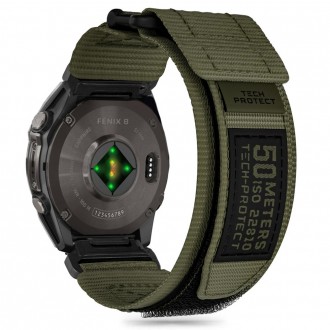 Žalios spalvos tekstilinis dirželis "Tech-Protect Scout Pro" laikrodžiui Garmin Fenix 5X / 5X PLUS / 6X / 6X PRO / 7X / 8 (51 MM)