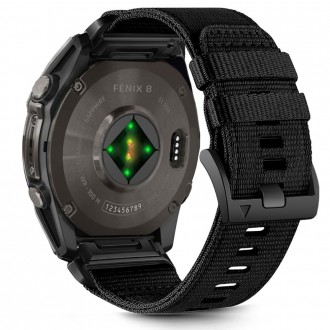 Juodas tekstilinis dirželis "Tech-Protect Nylon Classic" laikrodžiui Garmin Fenix 5X / 5X PLUS / 6X / 6X PRO / 7X / 8 (51 MM) 
