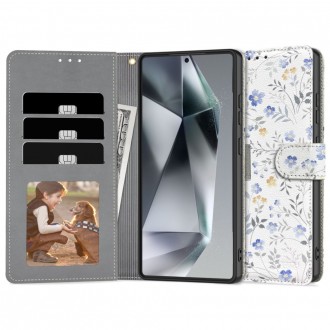 Gėlėtas atverčiamas dėklas "Tech-Protect Wallet Spring Flower" telefonui Samsung Galaxy S25 Ultra