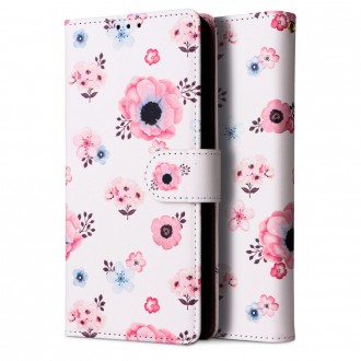 Gėlėtas atverčiamas dėklas "TECH-PROTECT WALLET BLOOM WHITE" telefonui Galaxy A13 4G / LTE