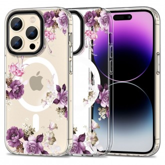 Skaidrus gėlėtas dėklas "Tech-Protect Magmood Magsafe Spring Floral" telefonui iPhone 15 Pro Max