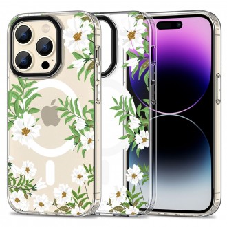 Skaidrus gėlėtas dėklas "Tech-Protect Magmood Magsafe Spring Daisy" telefonui iPhone 15 Pro Max