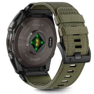 Žalias tekstilinis dirželis "Tech-Protect Nylon Classic" laikrodžiui Garmin Fenix 5X / 5X PLUS / 6X / 6X PRO / 7X / 8 (51 MM) 